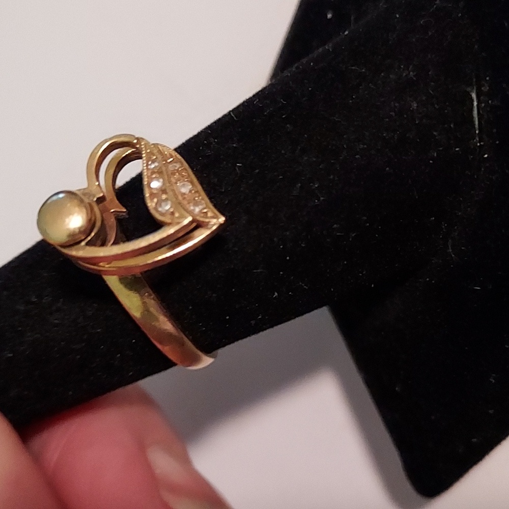 Vintage 1980s Two Heart Spin Ring With 6 Diamonds